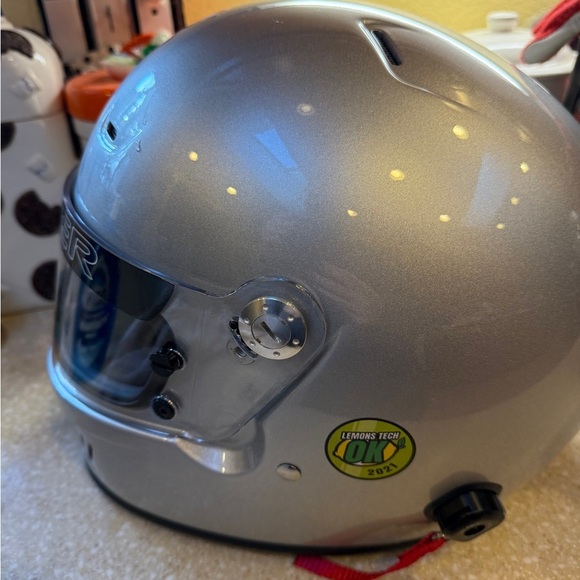 Conquer Snell SA2015 Silver Racing Helmet Head Protection Full Face Men’s Sz XL - Picture 4 of 16